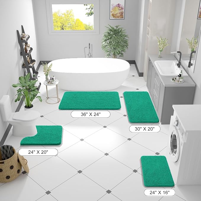 OLANLY Bathroom Rugs 30x20, Extra Soft Absorbent Chenille Bath Rugs, Rubber - Image 2