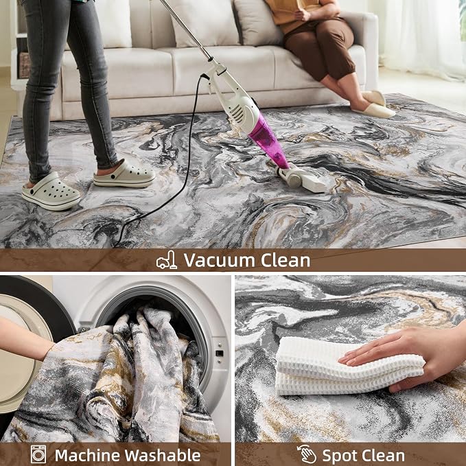 4x6 Washable Area Rugs for Living Room, Stain Resistant Carpet for Dining Room - Image 5