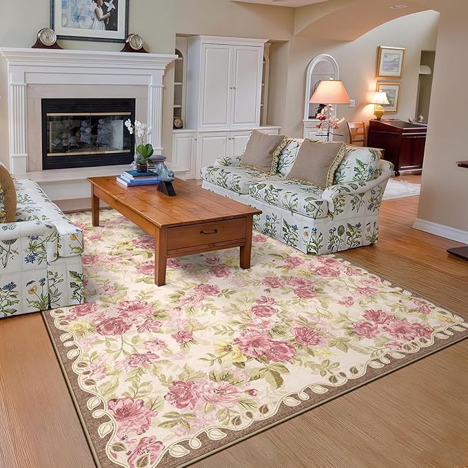 5x8 Machine Washable Area Rug for Living Room, Kids and Pets Friendly for by GERUIMO