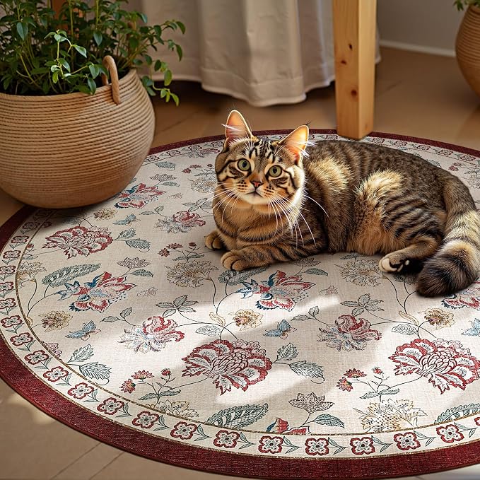 jinchan Elora 6ft Floral Round Rug - Image 3