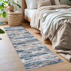 2x6 Modern Abstract Runner Rug for Hallway, Teal Blue Peach Gray Multi Super - Image 3