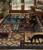 YIHOUSE Rustic Cabin Rugs for Living Room 9x12, Wildlife Bear & Deer Area Rug - Image 6