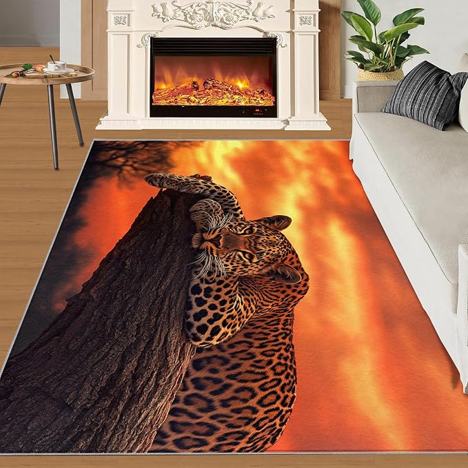 2x3 Sunrise Leopard Rugs for Entryway - Image 2