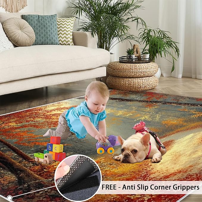 2x4 Autumn Forest Runner Rug for Hallway - Image 5