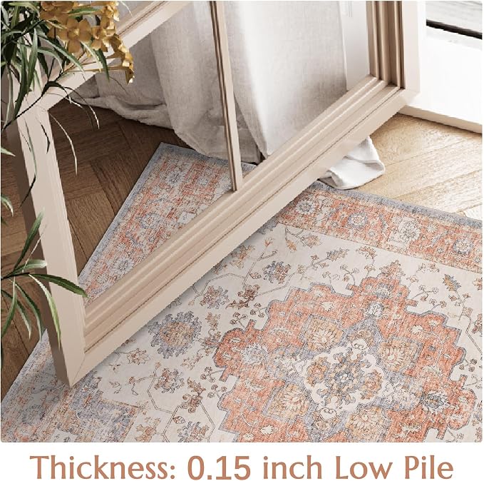 jinchan Runner Rug 2x5 Vintage Hallway Rug Boho Washable Runner Floral - Image 4