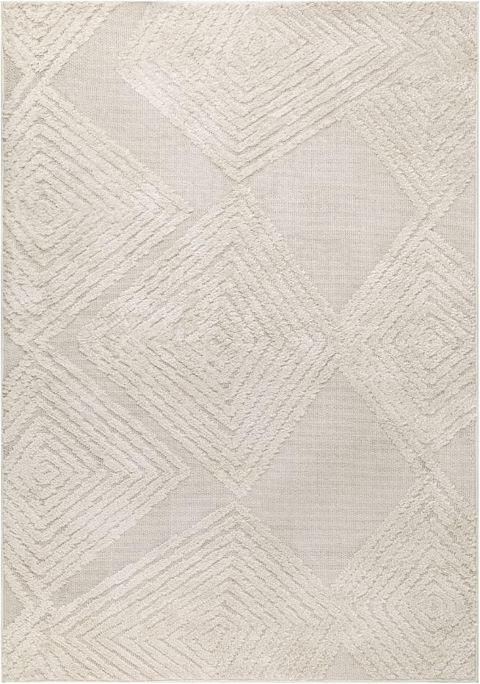 Antep Rugs Palafito 5x7 Geometric Shag Diamond High-Low Pile Textured Indoor - Image 3