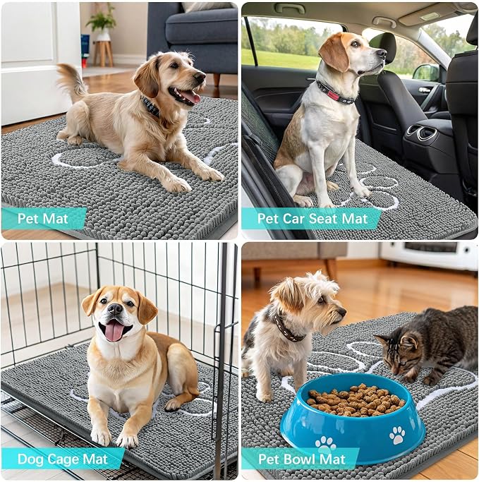 OLANLY Dog Door Mat for Muddy Paws 36x24, Paw Print Design, Absorbs Moisture - Image 7