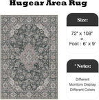 HUGEAR Retro Black Area Rug 6x9 Machine Washable Living Room Rugs Distressed - Image 2