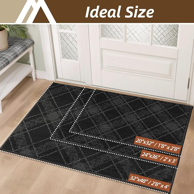 COSY HOMEER Plaid Door Mat 32" x 48", Dirt Trapper Entryway Rugs, Non-Slip - Image 2