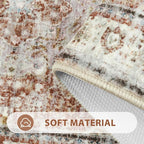 Uphome Bathroom Runner, Distressed Tribal Farmhouse Orange Bathroom Mat - Image 2