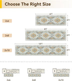 Area Rugs 2'x6' Washable Non-Slip, Floral Vintage Distress Print Pattern - Image 2