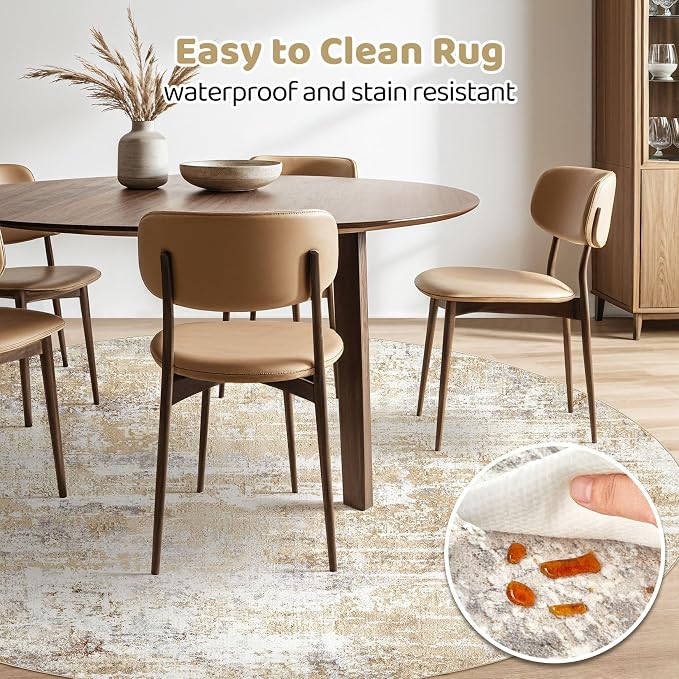 Round Rug Living Room Rugs: 6Ft Washable Circle Large Abstract Modern Soft - Image 4