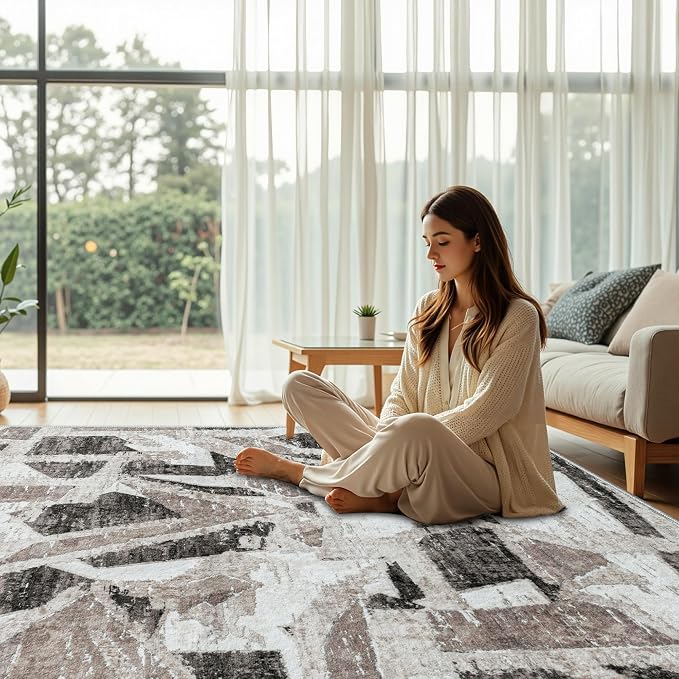 5X7 Area Rugs for Living Room Bedroom, Modern Abstract Large Carpet Washable - Image 8