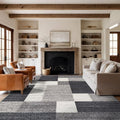 Rugshop Gray Modern Geometric Boxes Non-Slip Area Rug Non-Shedding by Rugshop