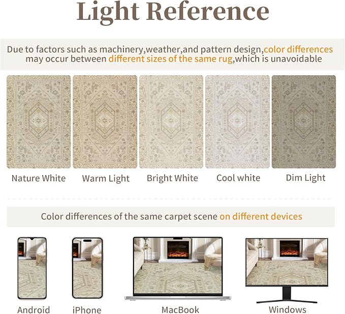 SERISSA Washable Rugs 8x10 Area Rugs, Large Non-Slip Boho Living Room Rug - Image 2
