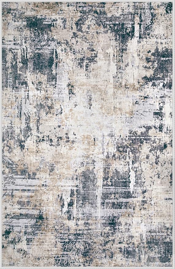Area Rugs 9x12 Living Room: Washable Rug Modern Abstract Large Rugs Soft Non - Image 8