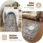 Washable Area Rug 9' x 12' Vintage Traditional Persian Mat - Image 7