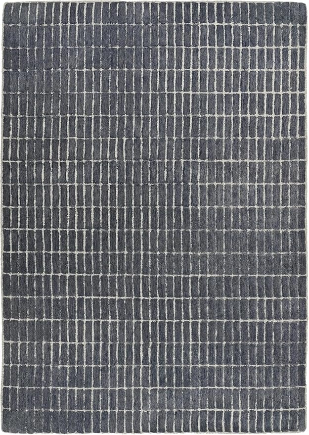 Hand-Tufted 100% Wool Area Rug – Unique Modern Geometric Grid Pattern, Soft by RestorationandRenovation