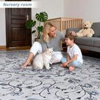Luxury 8' x 10' Green Washable Area Rugs, Boho Low Pile Easy Clean Non-Slip Rug - Image 3