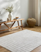 Livabliss x Our PNW Home Cascade Minimalist Striped Area Rug, Ivory/Light Brown by Livabliss
