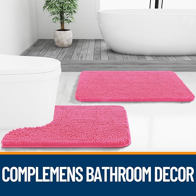 OLANLY Bathroom Rugs 36x24, Extra Soft Absorbent Chenille Bath Rugs, Rubber - Image 7
