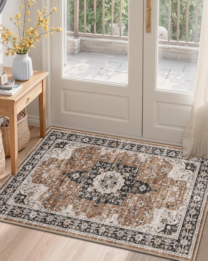DEXI Area Rugs for Entryway 1'5"x2'6", Washable Low Pile Vintage Traditional - Image 8