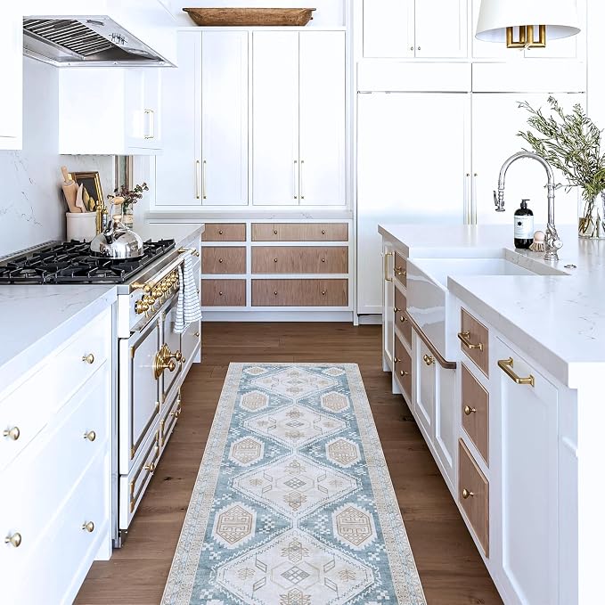 Washable Area Rug. Modern Farmhouse. Vintage. Turkish. Bohemian. Distressed. - Image 2
