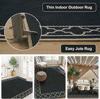 OJIA Easy Jute Front Door Mats Black Outdoor Rug 3x5, Washable Entryway Rug - Image 4