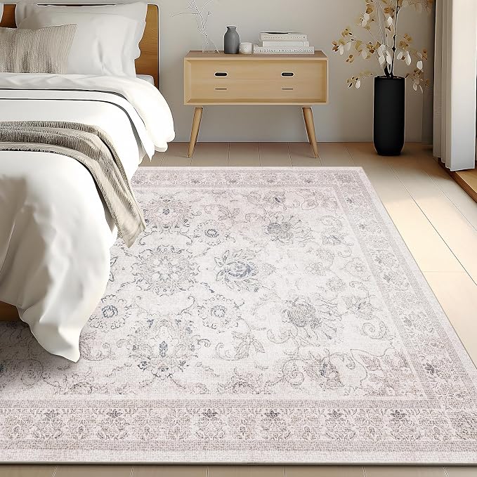 Phantoscope Washable Area Rug 8'x10' Non-Slip, Vintage Neutral Rugs - Image 6