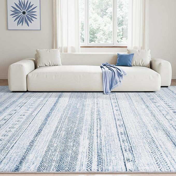 8x10 Area Rugs for Living Room Machine Washable Rug Distressed Indoor Carpet - Image 3