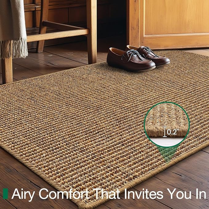 LUMI Handwoven Sisal Door Mat, Non-Slip Durable Entryway Mat, Welcome Front - Image 8