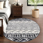 KUTA 6Ft Round Boho Rug for Living Room, Moroccan Washable Circle Area Rugs Non - Image 3