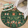 Moynesa Floral Bird Round Rug 6ft Washable Circle Rug Non Slip, Modern Cottage by Moynesa