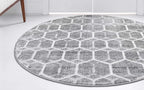 Rugs.com Lattice Trellis Collection Rug – 3 Ft Round Gray Low-Pile Rug Perfect - Image 5