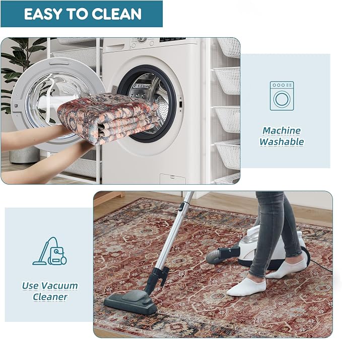 Dripex Washable Area Rug 6x9 Living Room Rug Stain & Water Resistant Foldable - Image 6