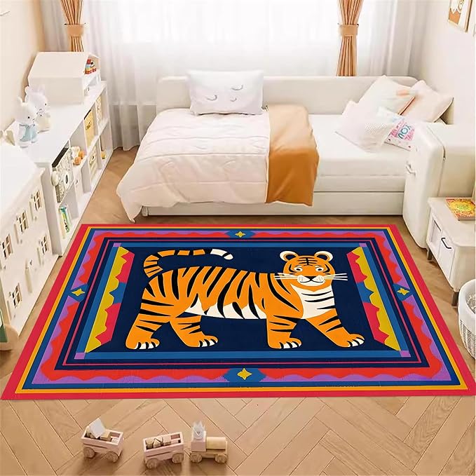Cartoon Tiger Area Rug, Tiger Theme Decorative Rug Suitable - Image 4