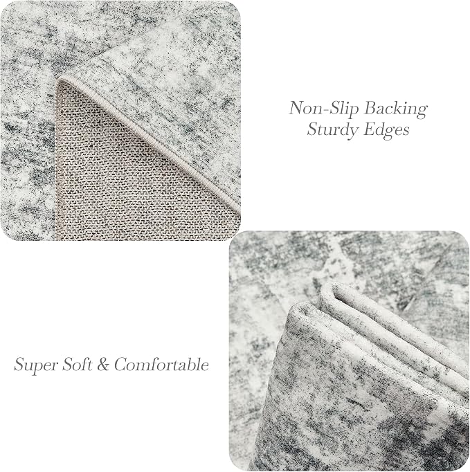Abstract Rug 8x10 Large Living Room Rugs Neutral Modern Washable Area Rugs - Image 7