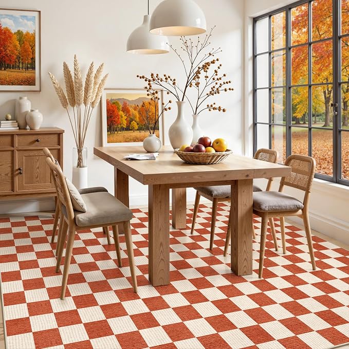 LIVEBOX 8x10 Area Rugs for Living Room, Checkered Non-Slip Washable Rugs - Image 3