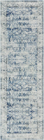 Morebes Vintage Washable Laundry Room Rugs and Mats, 2.5x8 Blue Runner Rug Non - Image 9