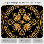 Black Gold Baroque Rug, Washable 5x7 Rug - Image 6