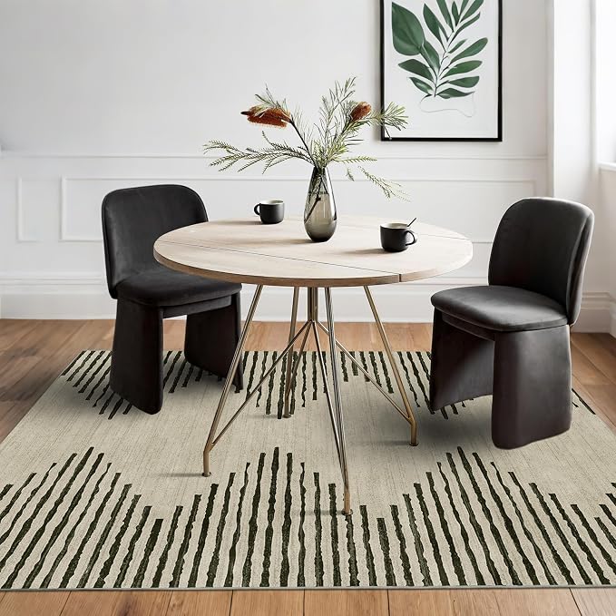 HelloTree Area Rug for Living Room 6x9 Washable Geometric Moroccan Rug Stripe - Image 6