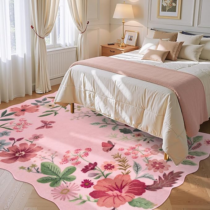 Lahome Floral Living Room Rugs, Non-Slip Washable Rugs Stain Resistant Throw - Image 3