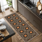 Brown Black Geometric Diamond Pattern Hallway Runner Rug - Image 3