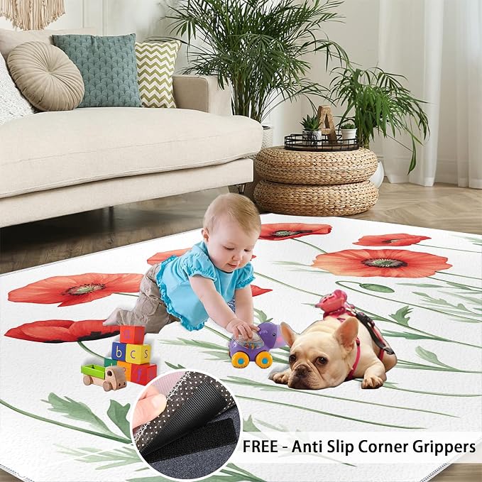 Little Red Flower Rugs for Bedroom - Image 5