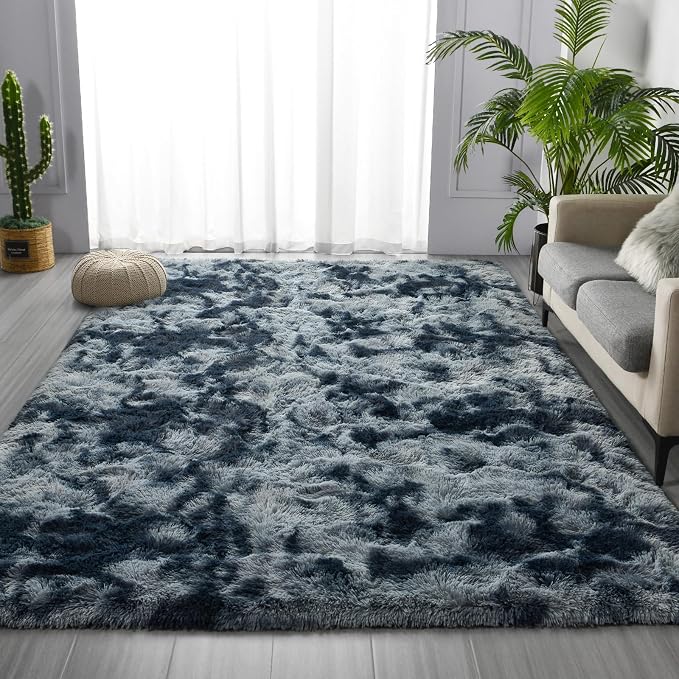 Large Shag Area Rugs 5 x 8, Tie-Dyed Plush Fuzzy Rugs - Image 3