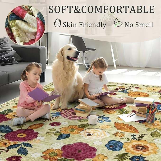 5x8 Machine Washable Area Rug for Living Room, Kids and Pets Friendly for - Image 4