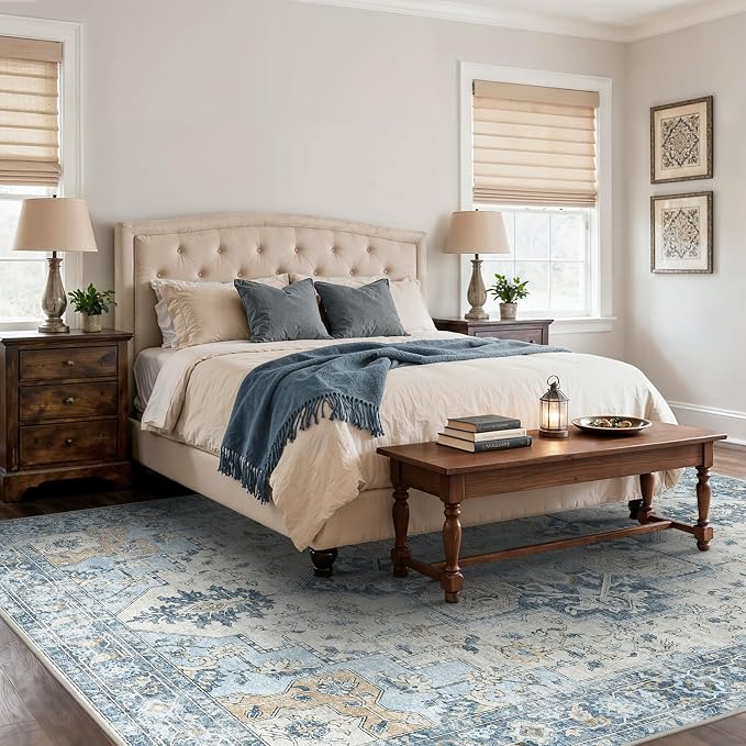 9x12 Area Rugs for Living Room, Machine Washable Non Slip Vintage Rugs - Image 3
