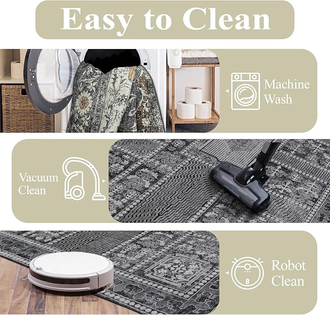 Washable Rugs 5x7 Area Rugs for Living Room, Thin Carpet for Bedroom, Soft Faux - Image 6