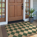 Lahome Checkered Outdoor Patio Easy Jute Rug, 3x5 Dark Green Washable Front - Image 6