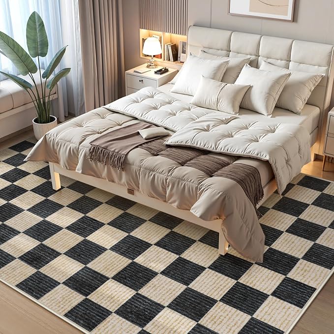 LIVEBOX 8x10 Area Rugs for Living Room, Checkered Non-Slip Washable Rugs - Image 3